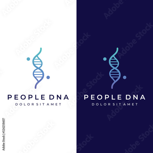 Logo design template DNA elements. Bio tech, DNA people, bio DNA, DNA spirals. Logos can be for science, pharmacy and medical.