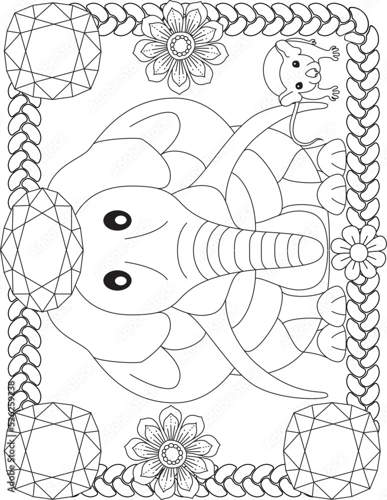 Fototapeta premium Funny Cartoon Elephant Coloring Pages