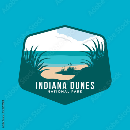 Indiana Dunes Beach National Park illustrations emblem logo.