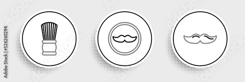 Set line Mustache, Shaving brush and icon. Vector