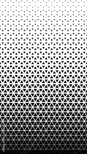 Seamless halftone pattern with triangle shape. Black and white geometric gradient background.