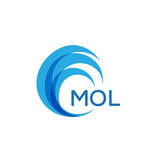 MOL letter logo. MOL blue image on white background. MOL Monogram logo design for entrepreneur and business. MOL best icon.
