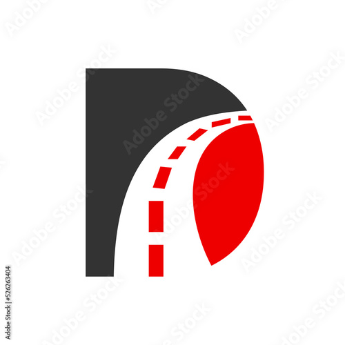 Letter D Transportation Logo Based On Road Path Symbol Vector Template