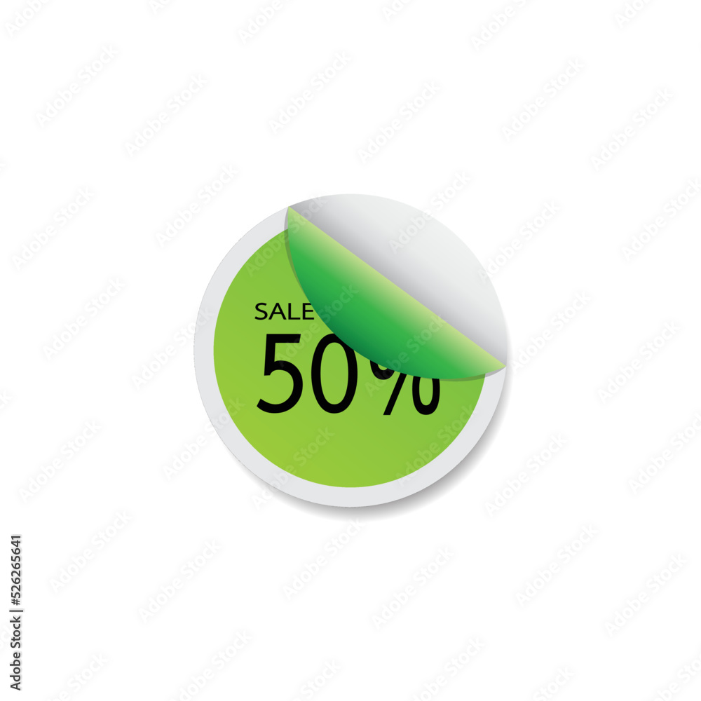 Green sticker sale 50% Isolated On White Background Green sticker sale 50% Isolated On White Background