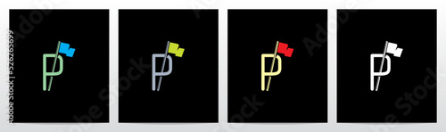 Flag Pole On Letter Logo Design P