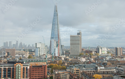 London skyline and 72-storey Shard skyscraper from Tate Modern London, England, UK