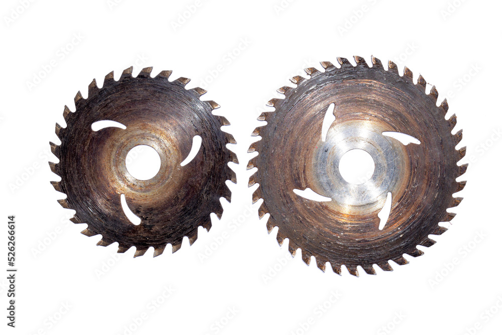 Old circular saw blade isolated on white background Old circular saw blade isolated on white background