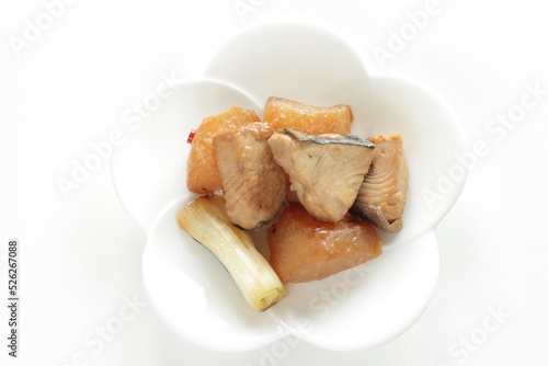 Japanese food, braised yellow tail fish fillet and radish  © jreika