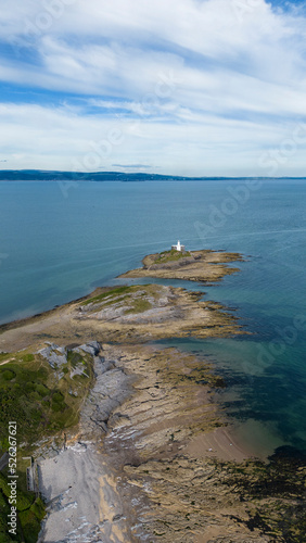 Lighthouse at Mumbles Swansea view from the drone