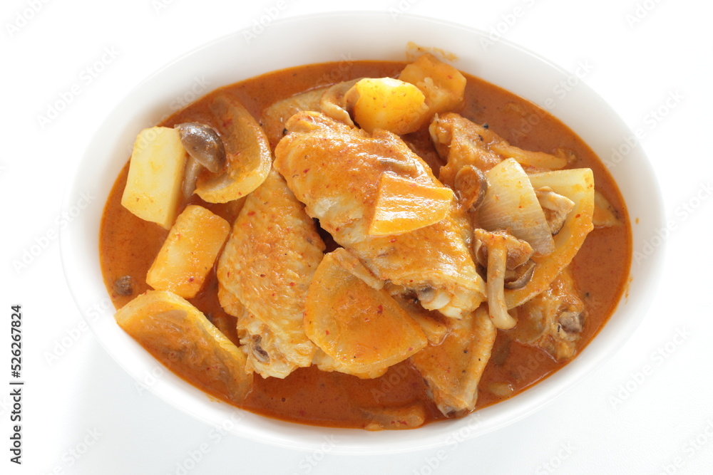 Asian food, homemade Chicken and onion red curry Asian food, homemade Chicken and onion red curry