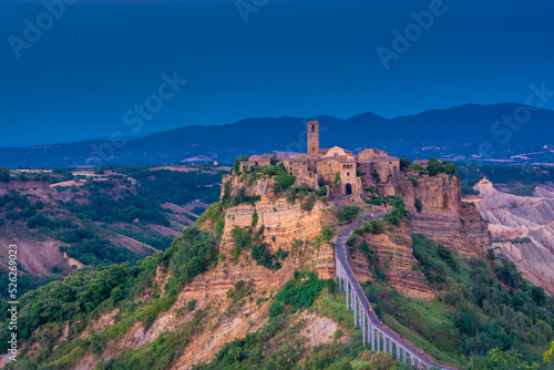 Beautiful sunset over Civita di Bagnoregio, Lazio Italy