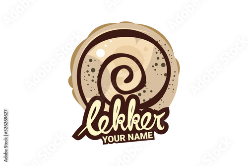 Kue Lekker or, this is traditional thin crispy crepes from popular Indonesian street food. vector logo for lekker vendor, food stall, and food stand.