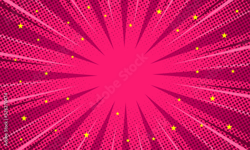 Comic pink burst background with star