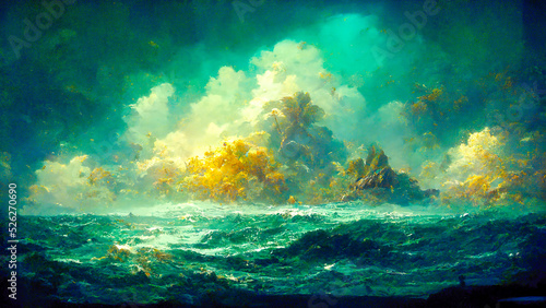 Storm on the sea.Shipwreck.Oil painting
