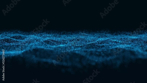 abstract colorful particle wave background animation. Abstract digital particle wave and light abstract background ,animation cyber or technology background.	