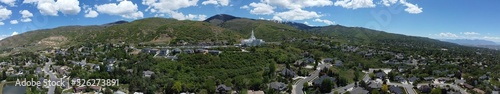 Panoramic view of the Bountiful Utah Temple and Bountiful Hills