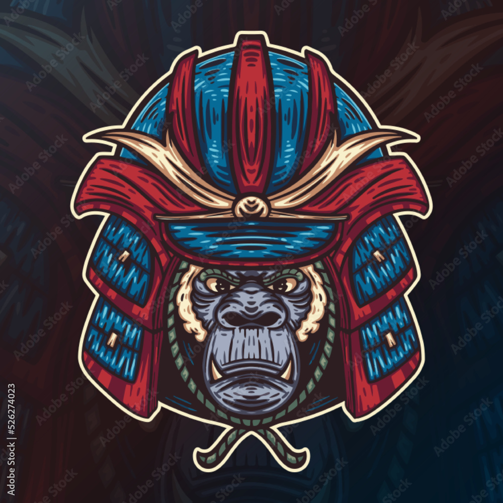 Gorilla Samurai Warrior Mascot Logo Gorilla Samurai Warrior Mascot Logo