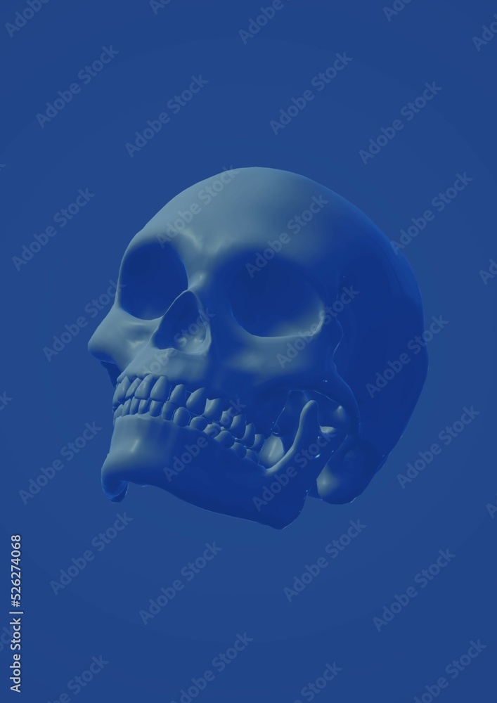 human skull on blue background human skull on blue background