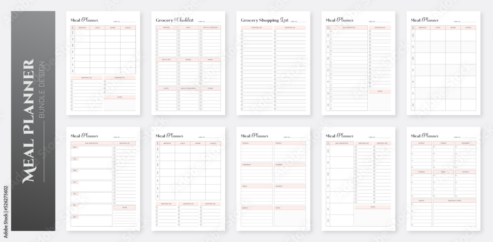 Weekly Meal Planner and Grocery List, Meal planner printable, Meal planner template set, Minimalist planner pages templates, Meal Planner Bundle, Meal Planner Collection Set. Weekly Meal Planner and Grocery List, Meal planner printable, Meal planner template set, Minimalist planner pages templates, Meal Planner Bundle, Meal Planner Collection Set.