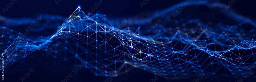 Beautiful illustration with connected dots and lines. Digital network background. Background for presentations. 3D - obrazy, fototapety, plakaty 