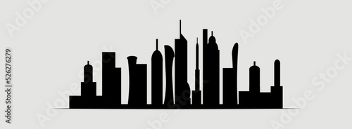 Qatar City Doha  skyline buildings silhouette  vector illustration.