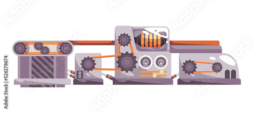 Factory machine heavy duty automatic industrial process with interconnected gear cogwheel