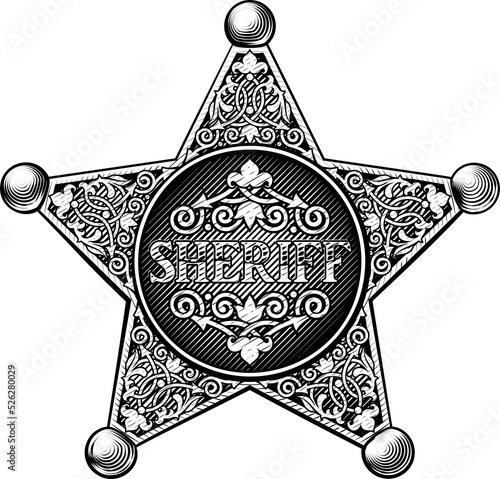 Obraz na plátně Sheriff Badge Drawing