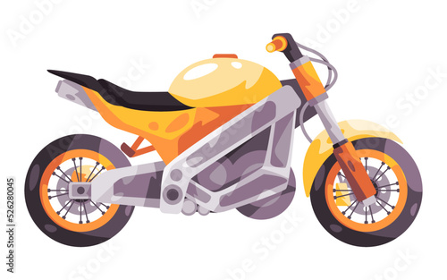 Yellow motorcycle touring street racing naked style motorbike