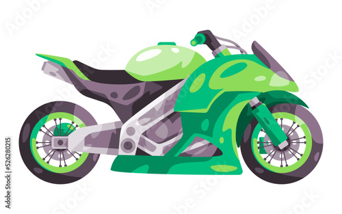 Motorcycle sport race motor bike in green color