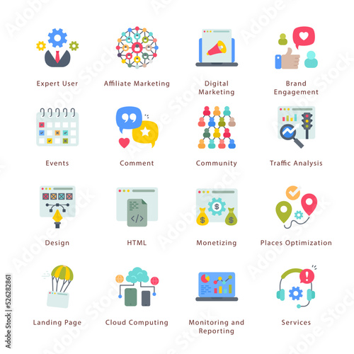 SEO, Development and Marketing Flat Icons - Vectors