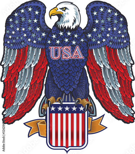 American Redoubtable  Eagle with USA flags