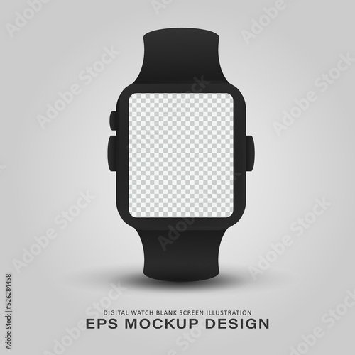Digital watch blank screen mockup illustration