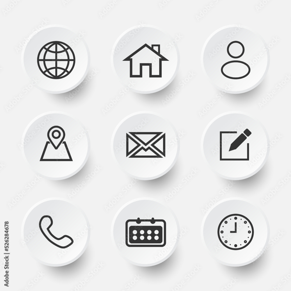 Set of icon web element for bussines with neumorphism design Set of icon web element for bussines with neumorphism design