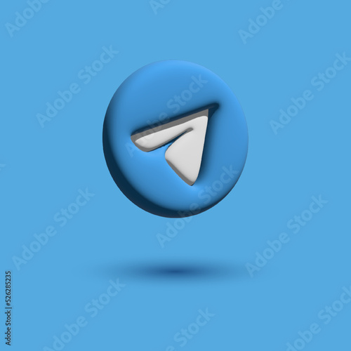 3d rendering telegram social media icon design