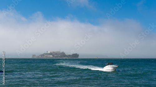 boat on the sea comming from alcatraz