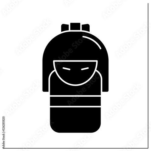 Kokeshi glyph icon. Wooden Japanese dolls with no arms or legs. Handmade doll. Japanese culture concept. Filled flat sign. Isolated silhouette vector illustration