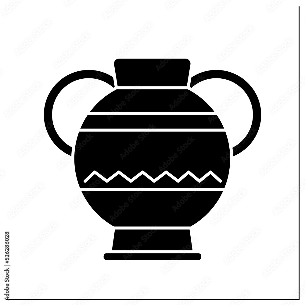 Jar glyph icon. Amphora with two handles. Ancient Egyptian jar for vine. Egypt concept.Filled flat sign. Isolated silhouette vector illustration