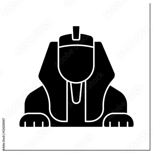 Sphinx glyph icon. Limestone statue of reclining Giza sphinx. Mythical creature.Lion body and human head. Egypt concept.Filled flat sign. Isolated silhouette vector illustration