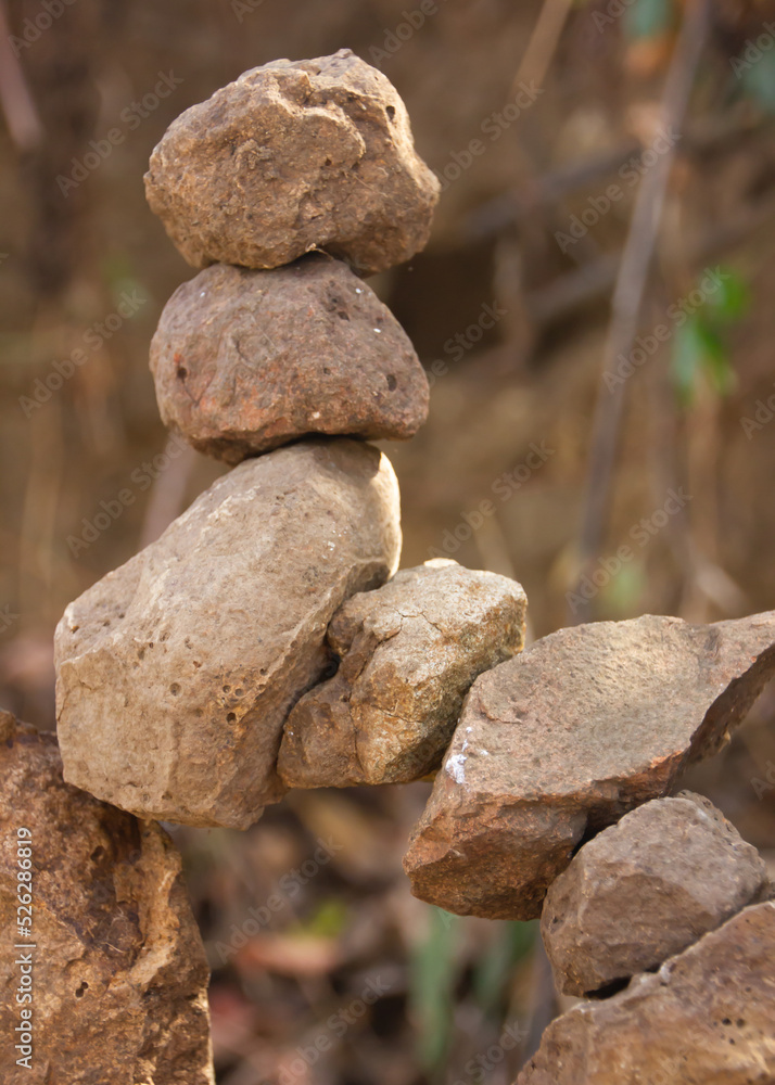 The stones arranged in a certain height create a work of art. The stones arranged in a certain height create a work of art.