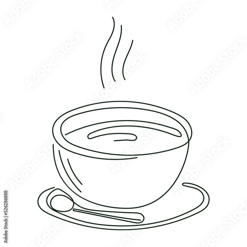 Plate of red tomato soup, food vector isolated line art illustration.