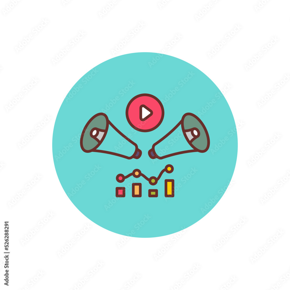 Obraz premium Video Advertising Report icon in vector. Logotype