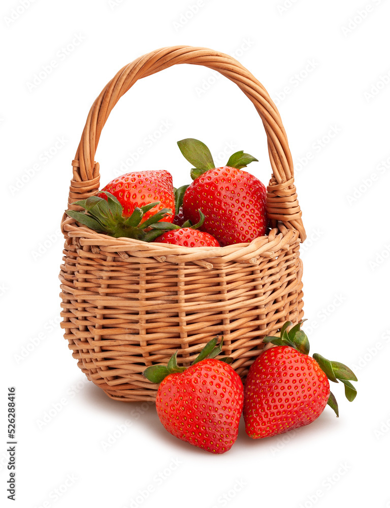 strawberry in a basket path isolated on white strawberry in a basket path isolated on white