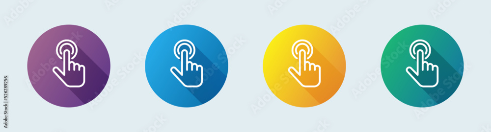 Touch line icon in flat design style. Tap signs vector illustration. Touch line icon in flat design style. Tap signs vector illustration.