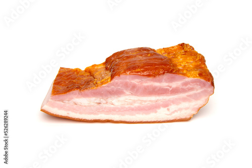 Schilderij op canvas Smoked pork bacon on a white background