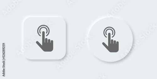Touch solid icon in neomorphic design style. Tap signs vector illustration.