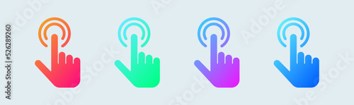 Touch solid icon in gradient colors. Tap signs vector illustration.