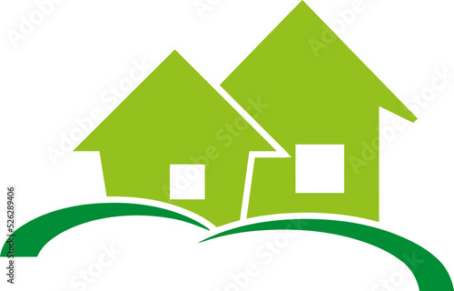 Zwei Häuser, Immobilien, Hausverwaltung, Logo
