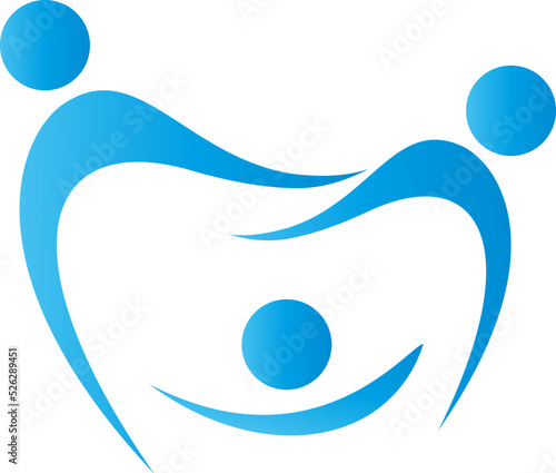 Drei Personen, Zahn, Lächeln, Zahnmedizin, Zahnarzt, Familie, Logo