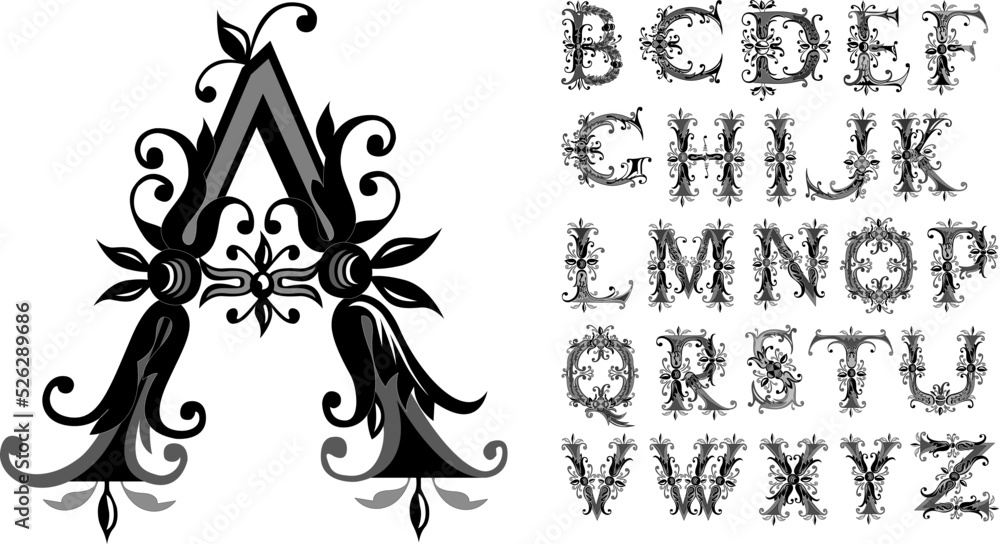 Vecteur Stock Vintage Decorative Alphabet Luxury Beautiful Royal Font Vecteur Stock Vintage Decorative Alphabet Luxury Beautiful Royal Font