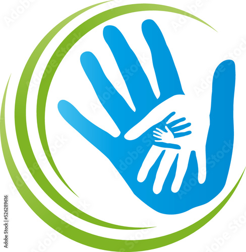 Hände, Team, Familie, Physiotherapie, Vektor, Logo